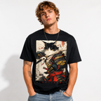 Samurai Cat Warrior T-Shirt Ukiyo Ink Japanese Art Graphic Streetwear Tee