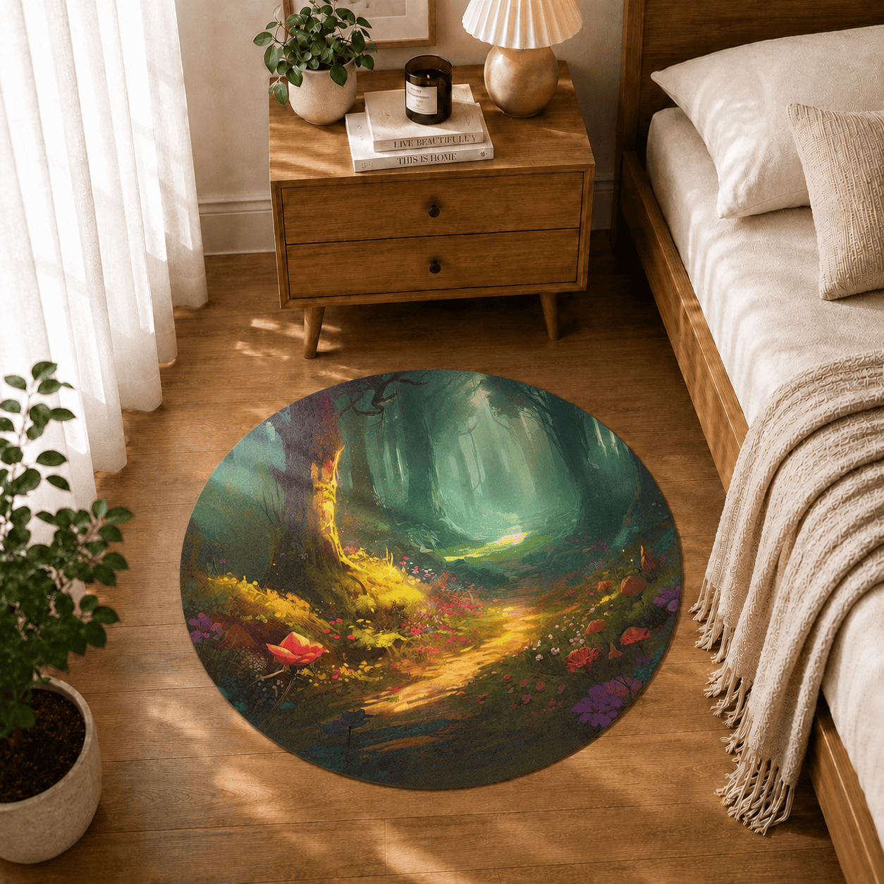 Enchanted Forest Door Mat Quick Dry Super Absorbent Non Slip Fairy Tale Decor