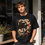 Japanese Woodblock Cherry Blossom Graphic T-Shirt Floral Art Tee