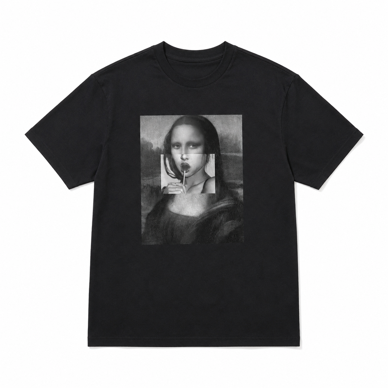 Mona Lisa Bubble Gum Graphic T-Shirt Funny Art Parody Casual Oversized Tee