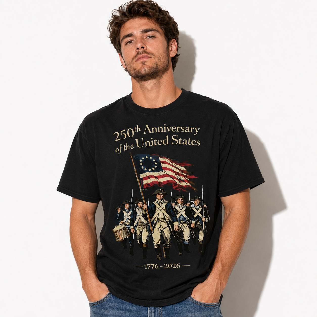 USA 250th Anniversary We The People Patriotic Men's T-Shirt 1776-2026
