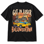 Get In Loser We're Saving Halloween Funny Spooky Taxi Graphic Men's T-Shirt