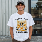 Proud To Be A Cracker Funny Graphic T-Shirt Food Pun Humor Black Tee