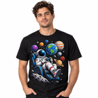 Astronaut Gamer Space Planets Funny Men's Graphic T-Shirt