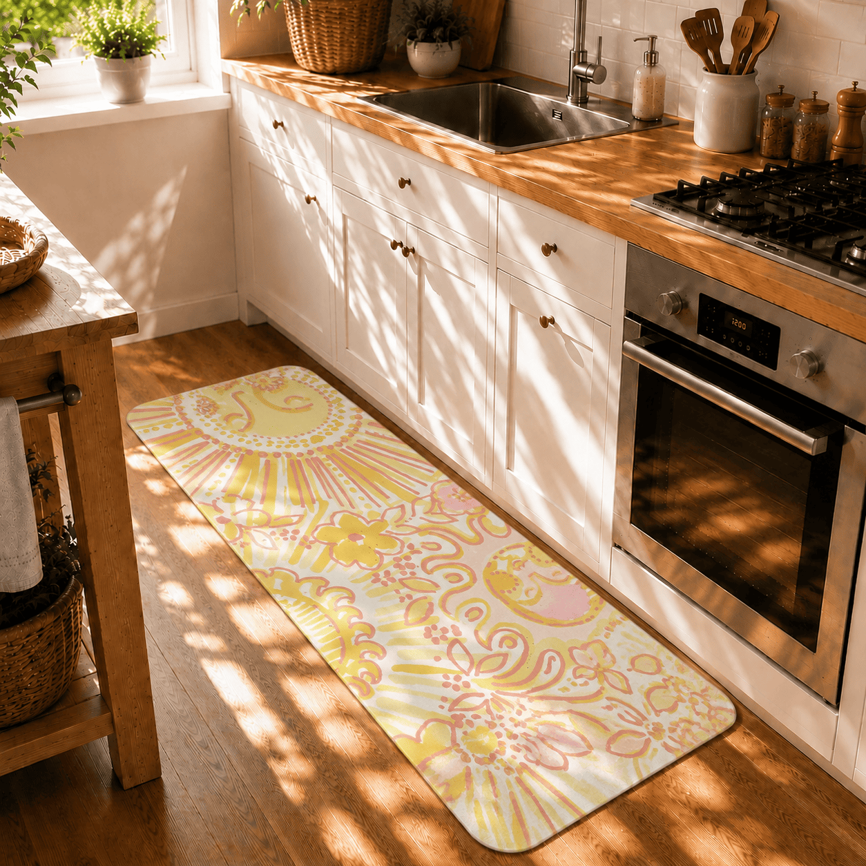 Boho Smile Sun Door Mat Quick Dry Super Absorbent Non Slip Meditation Decor