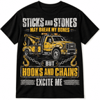 Hooks and Chains Excite Me Tow Truck Driver Funny Graphic Men's T-Shirt