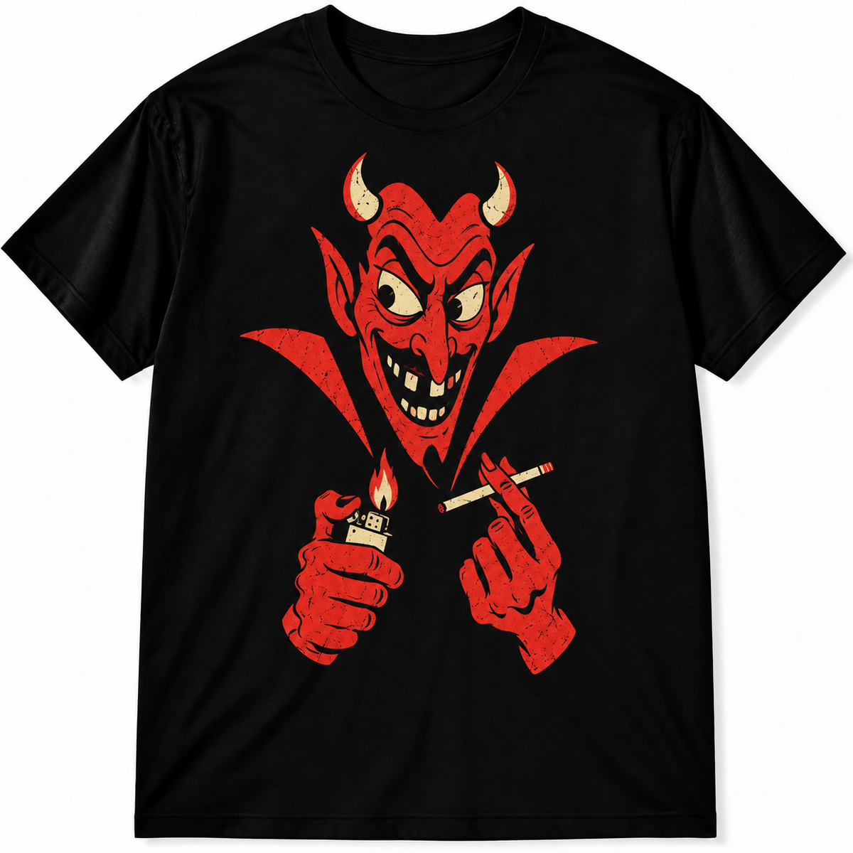 Retro Smoking Devil Satanic Horror Vintage Graphic Men's T-Shirt