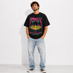 Neon Mothman Graphic T-Shirt Retro Cryptid Horror Tee for Men