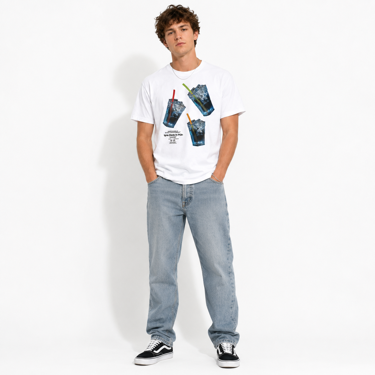 Funny Iced Drink Graphic T Shirt Summer Beverage Streetwear Men's Tee