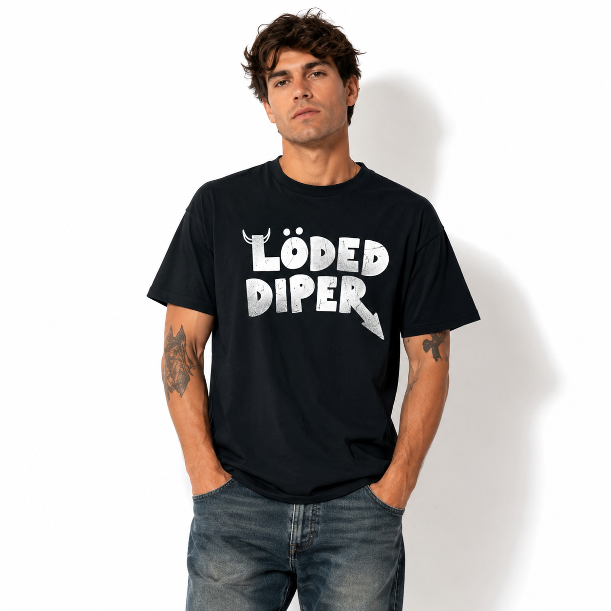 Loded Diper Funny Rock Style Graphic T-Shirt Parody Humor Unisex Tee