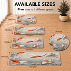 Koi Fish Bath Rug Quick Dry Super Absorbent Non Slip Asian Inspired Decor