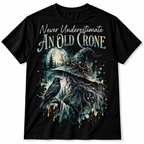 Never Underestimate an Old Crone Witch Raven Men's Graphic T-Shirt