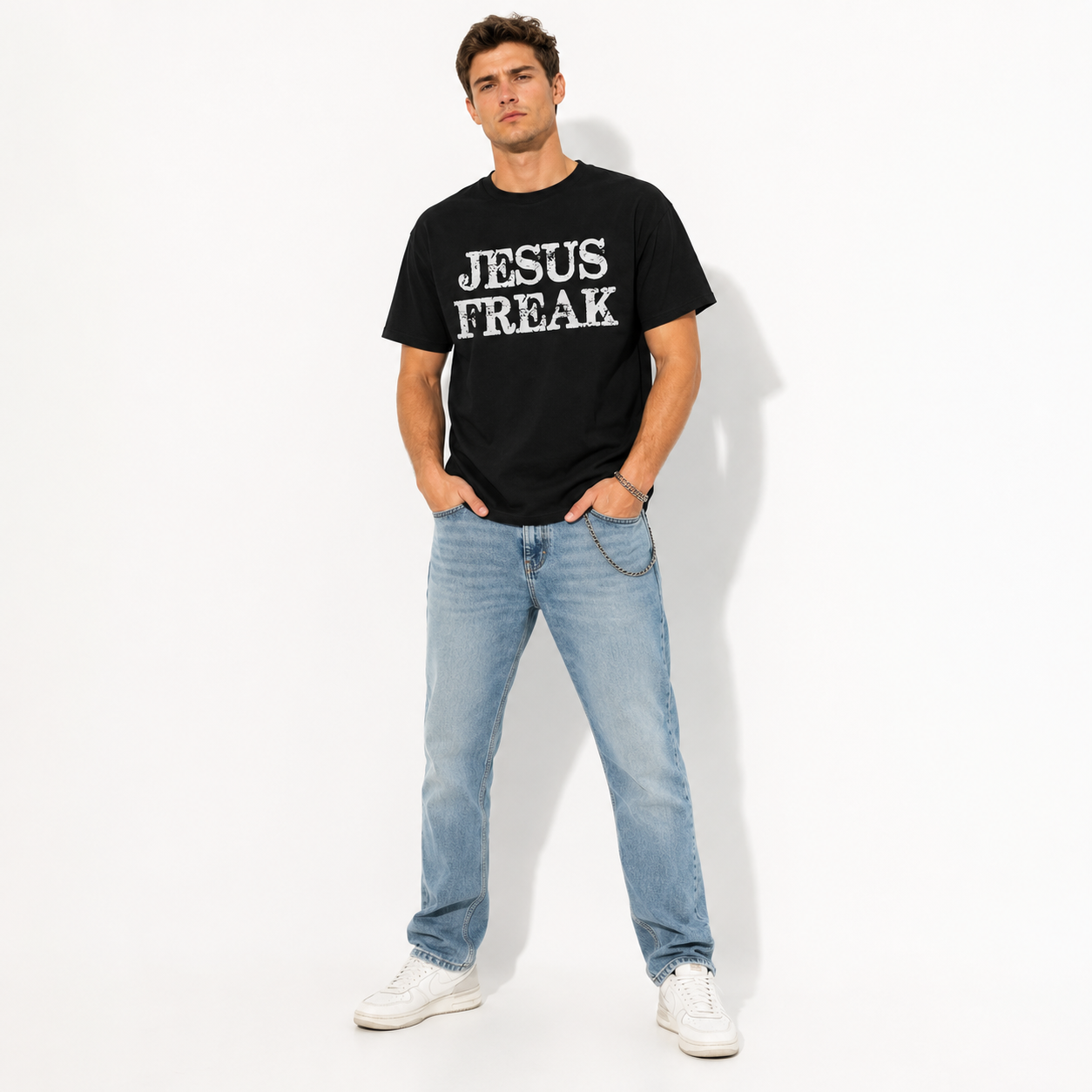 Jesus Freak Christian Faith Graphic T-Shirt Vintage Religious Tee for Men