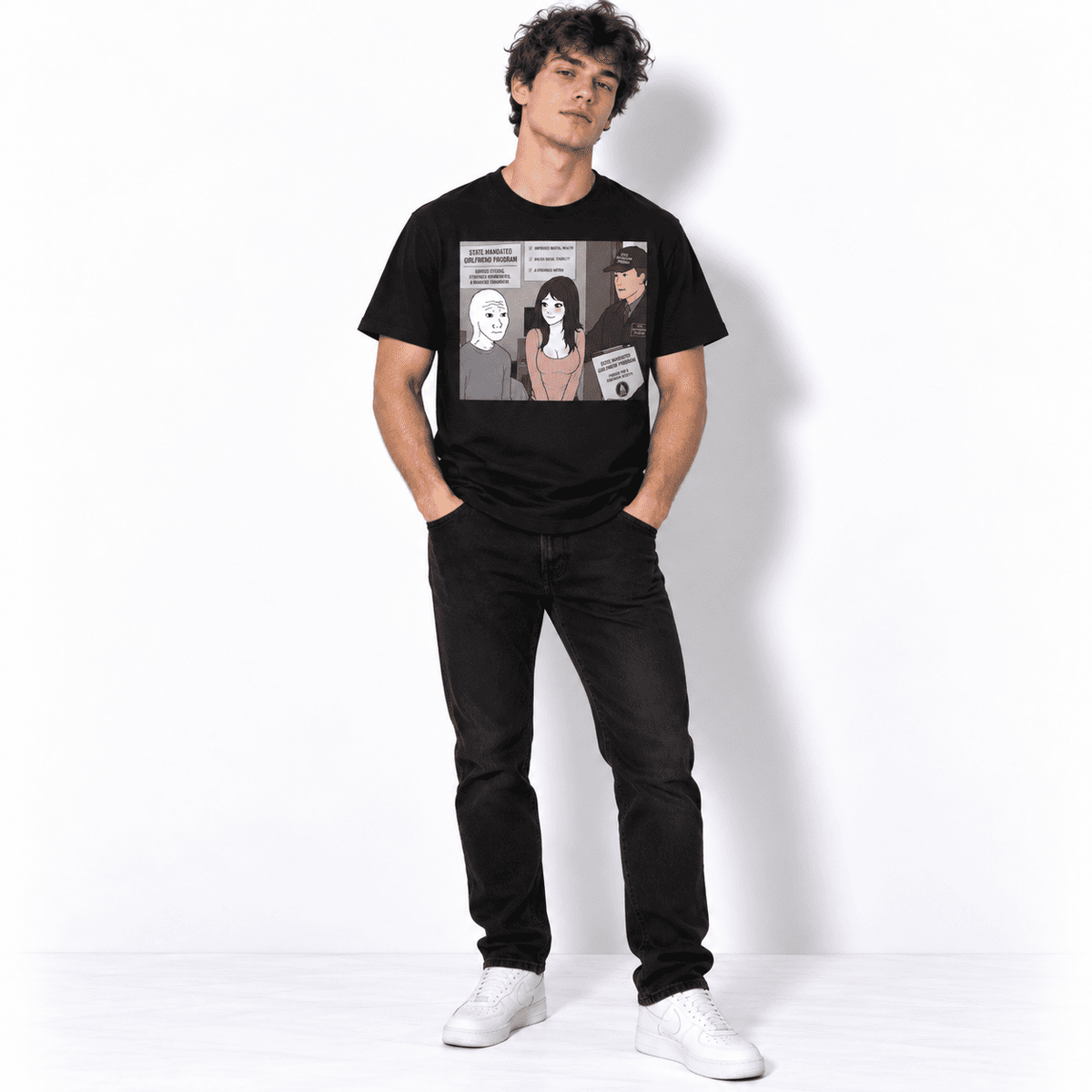 State Mandated Girlfriend Program Satire Meme Men's Graphic T-Shirt