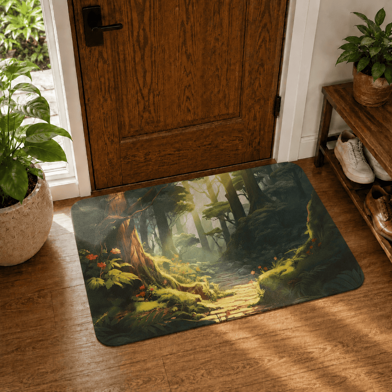 Mystic Forest Floor Mat Quick Dry Super Absorbent Non Slip Nature Decor