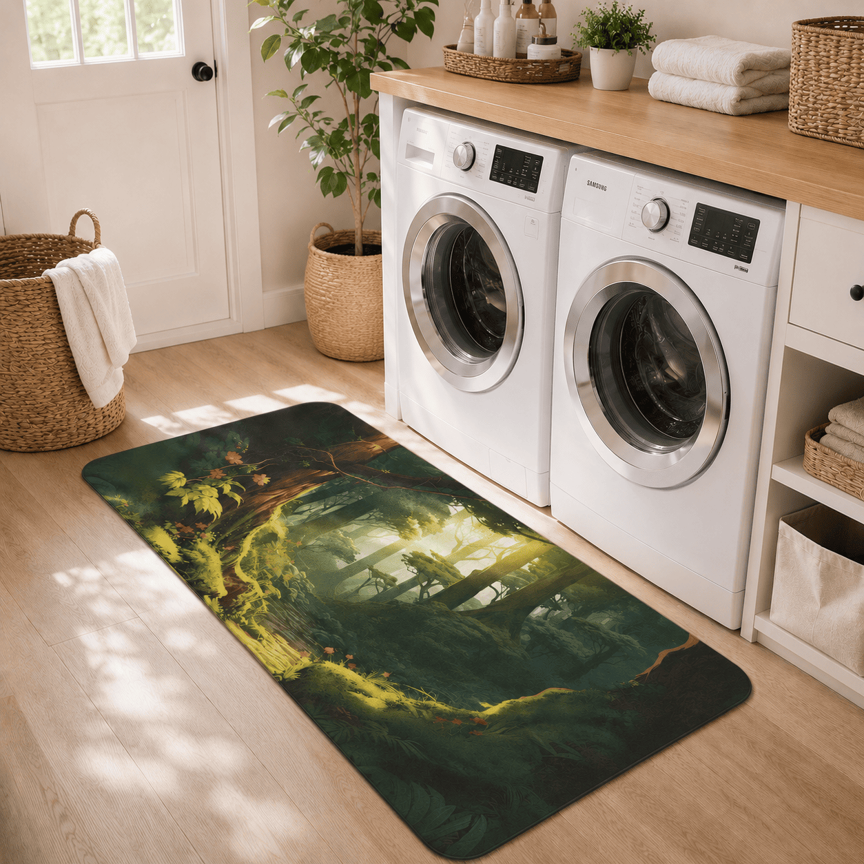 Mystic Forest Floor Mat Quick Dry Super Absorbent Non Slip Nature Decor