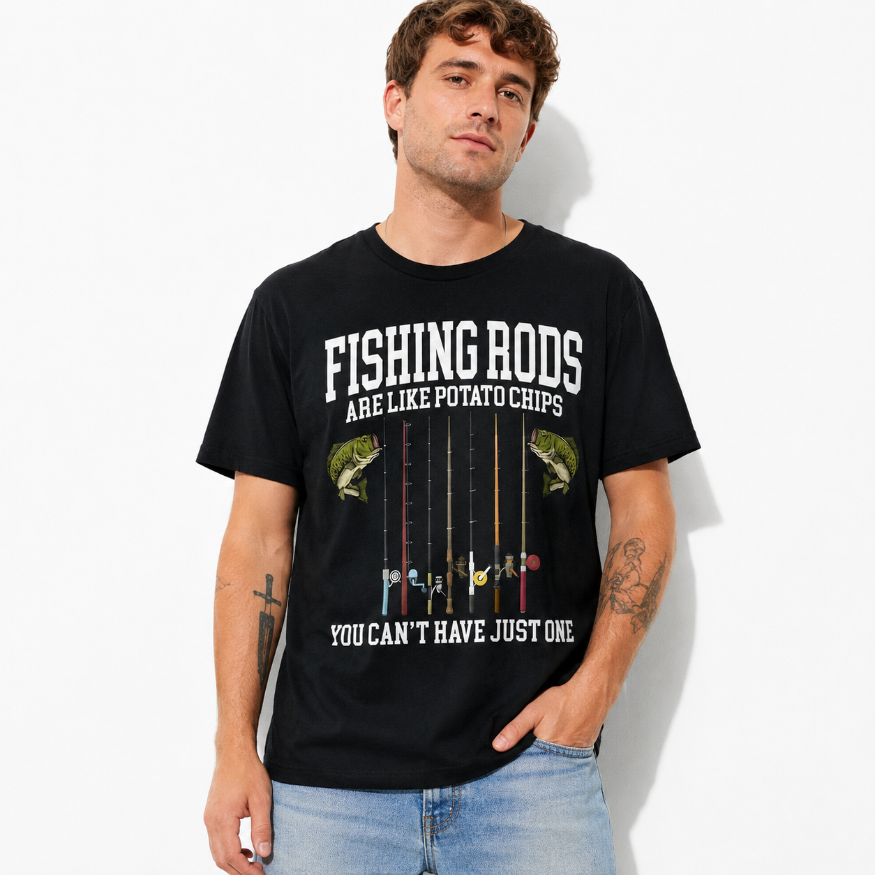 Fishing Rods Are Like Potato Chips Funny Fishing Graphic T Shirt Angler Gift