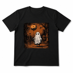 Vintage Ghost Pumpkin Balloon Graveyard Spooky Halloween Graphic Men's T-Shirt