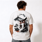 Japanese Torii Gate T-Shirt - Zen Mountain Ink Wash Art Asian Streetwear Tee