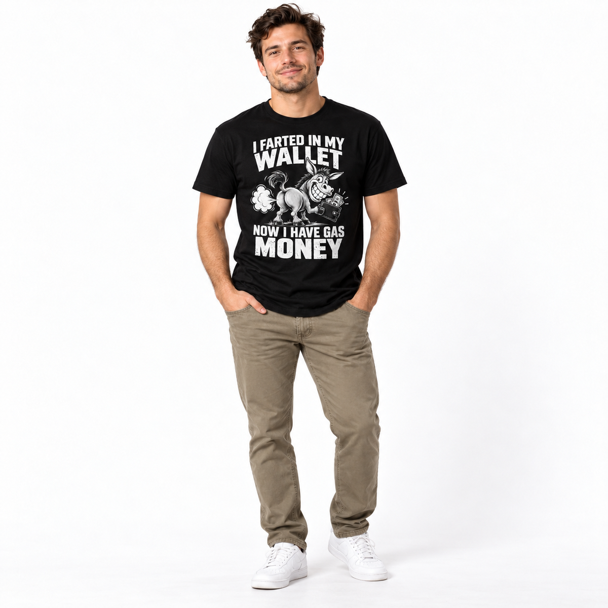 I Farted in My Wallet Now I Have Gas Money Funny Donkey Men's T-Shirt