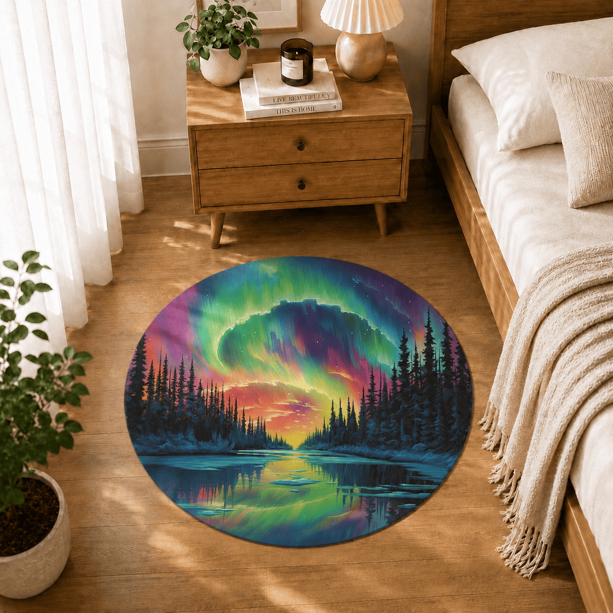 Aurora Borealis Floor Mat Quick Dry Super Absorbent Non Slip Northern Lights