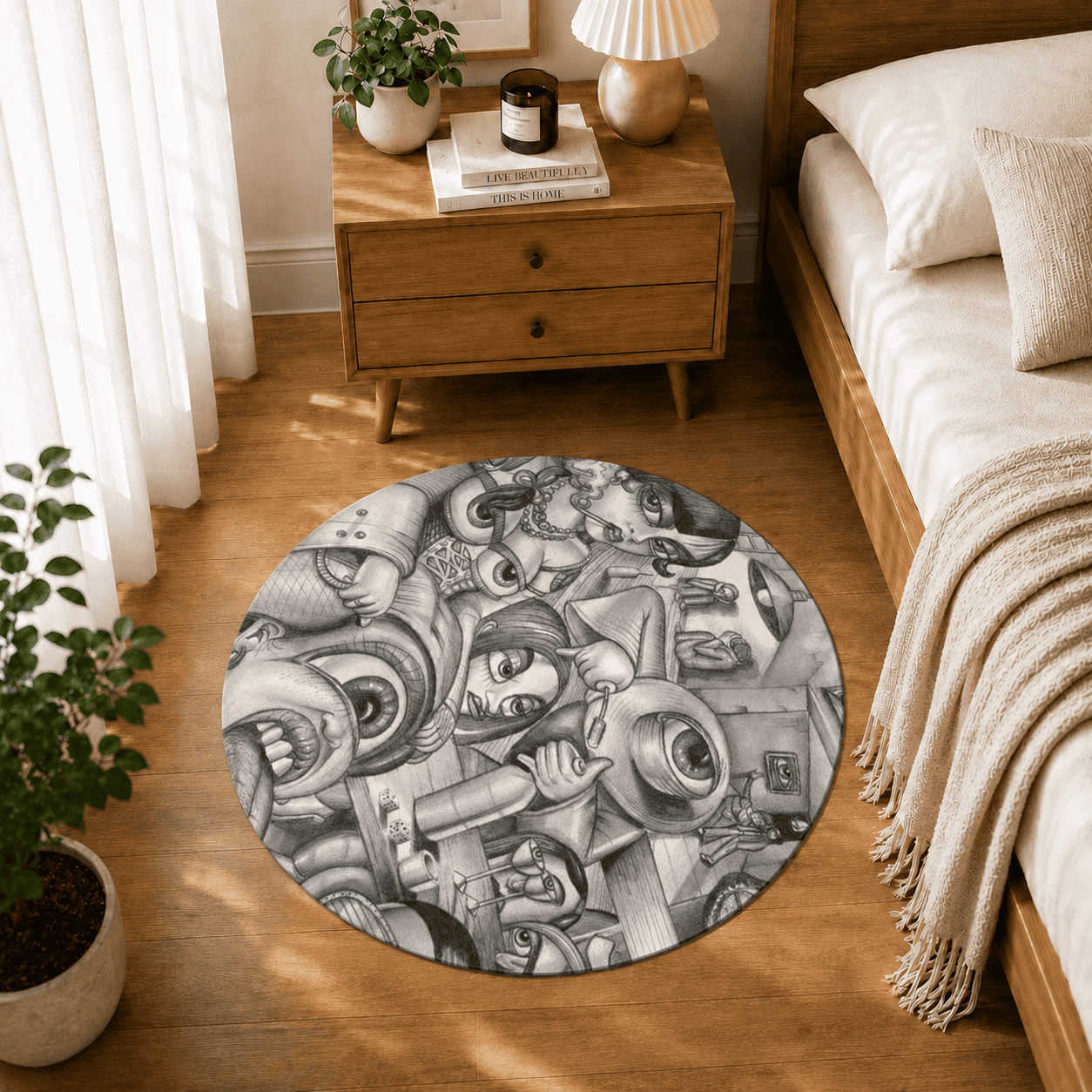 Surreal Abstract Bath Rug Quick Dry Super Absorbent Non Slip Psychedelic Decor