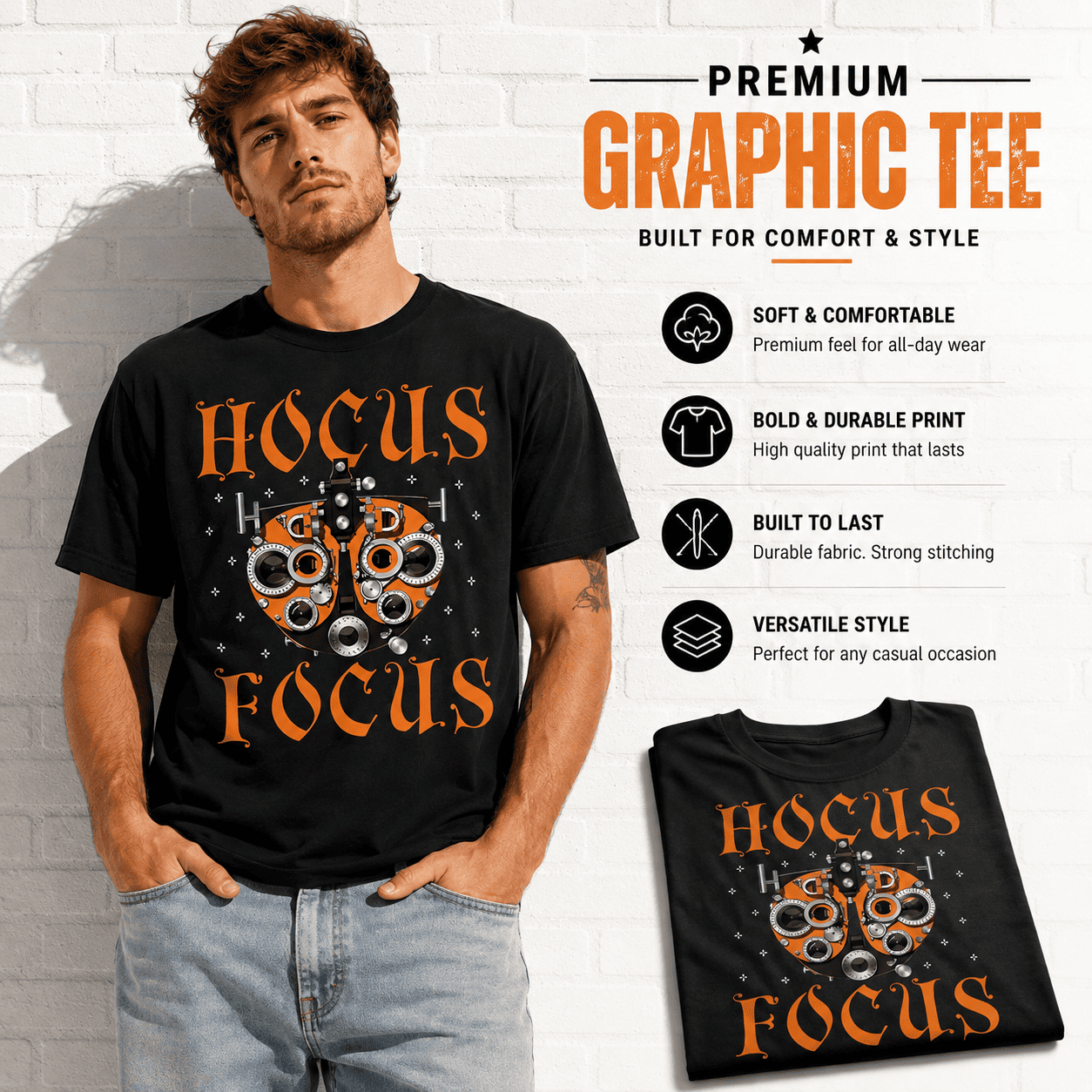 Hocus Focus Funny Optometrist Eye Doctor Halloween Graphic Men's T-Shirt