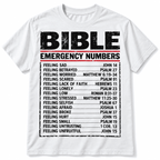 Bible Emergency Numbers Christian Faith Scripture Men's Graphic T-Shirt