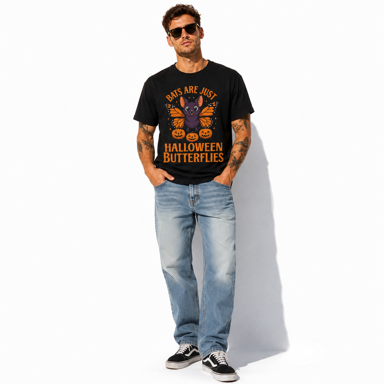 Bats Are Just Halloween Butterflies Cute Bat Pumpkin Men's T-Shirt