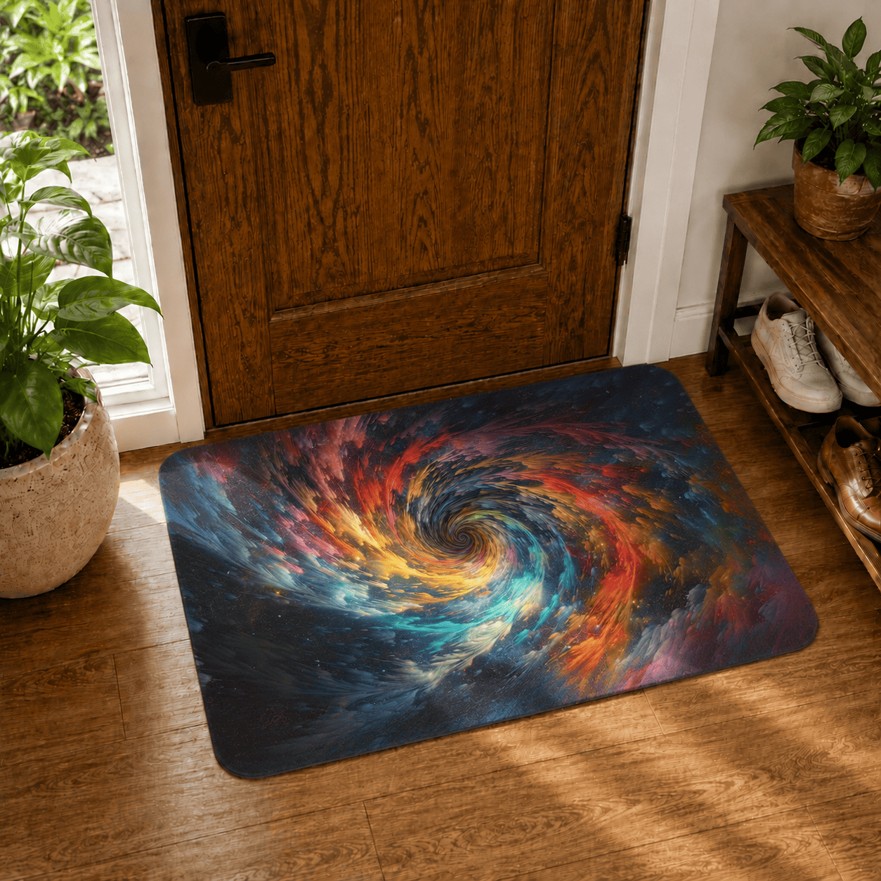 Spiral Galaxy Floor Mat Non Slip Quick Dry Super Absorbent Cosmic Decor
