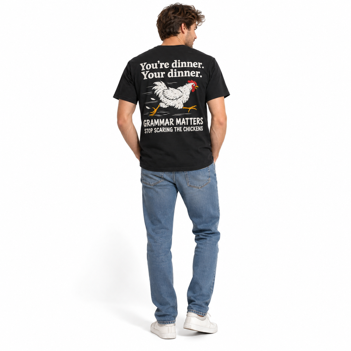 Grammar Matters You're Dinner Your Dinner Funny Chicken Men's T-Shirt