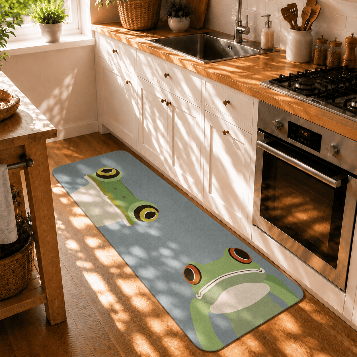 Funny Frogs Door Mat Quick Dry Super Absorbent Non Slip Whimsical Animal Decor