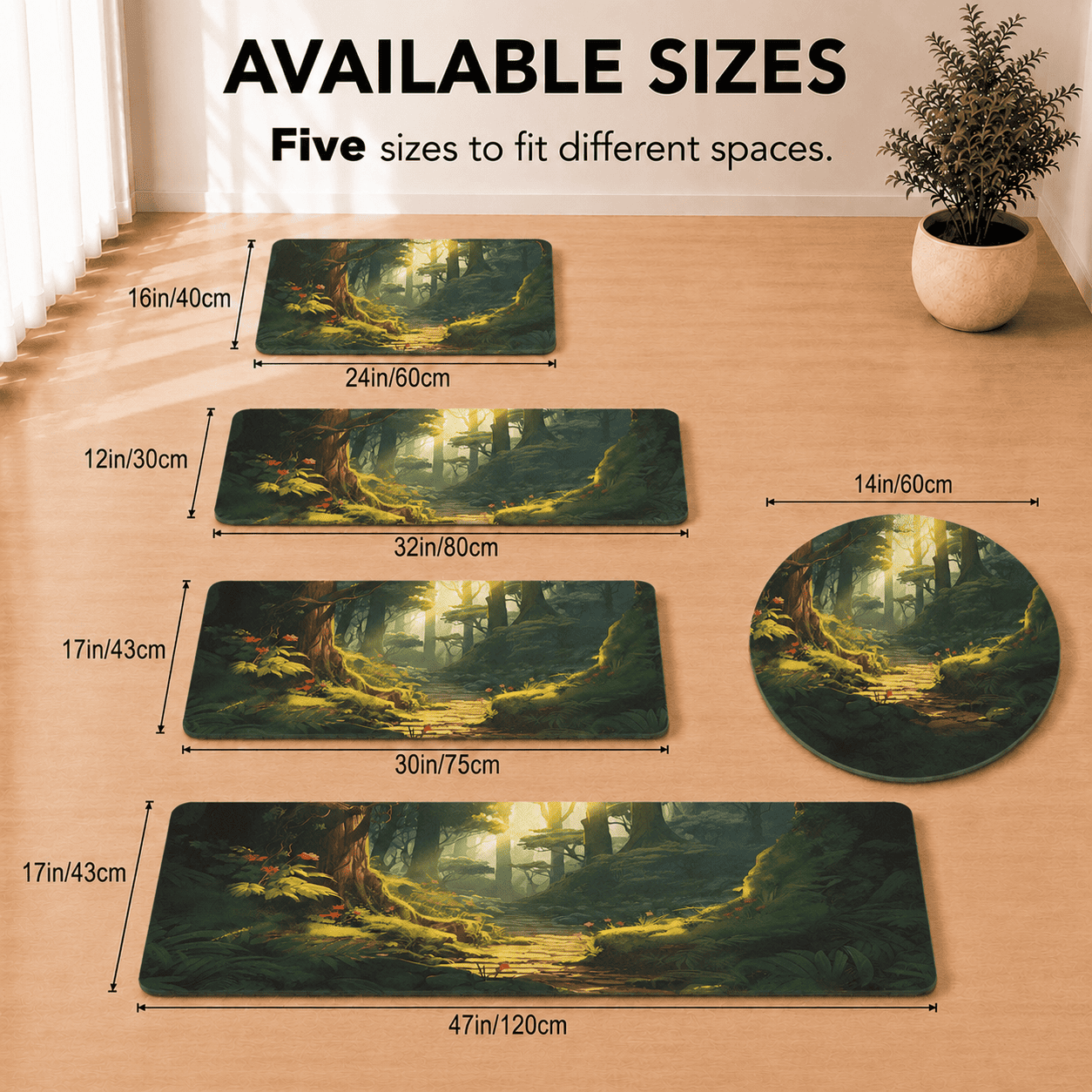 Mystic Forest Floor Mat Quick Dry Super Absorbent Non Slip Nature Decor