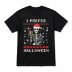 I Prefer Halloween Funny Christmas Skeleton Santa Holiday Graphic Men's T-Shirt