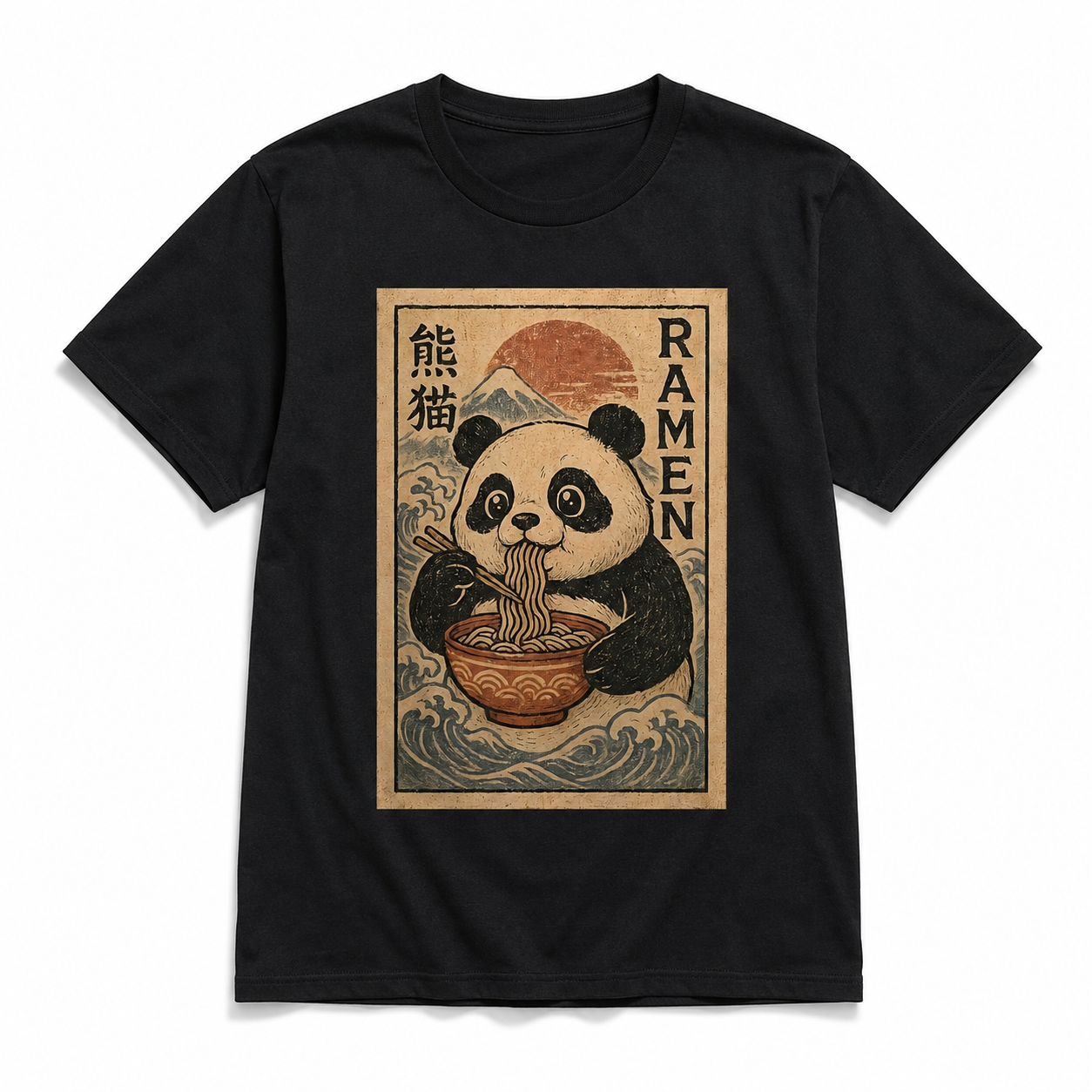 Kawaii Panda Ramen Anime T-Shirt Japanese Cute Noodles Graphic Tee