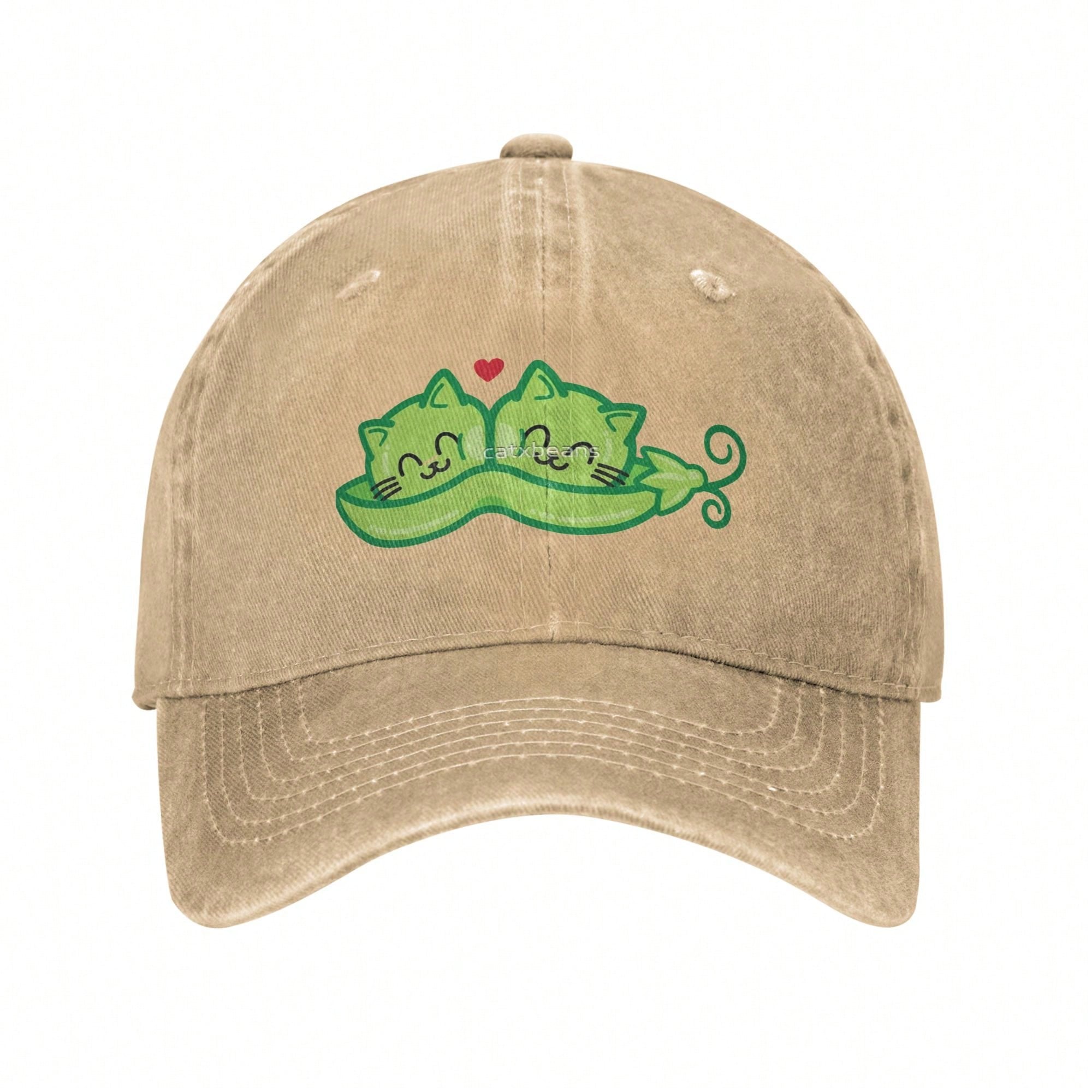 Two (Cat) Peas In A Pod Unisex Vintage Washed Distressed Baseball Cap Twill Adjustable Adult Hat