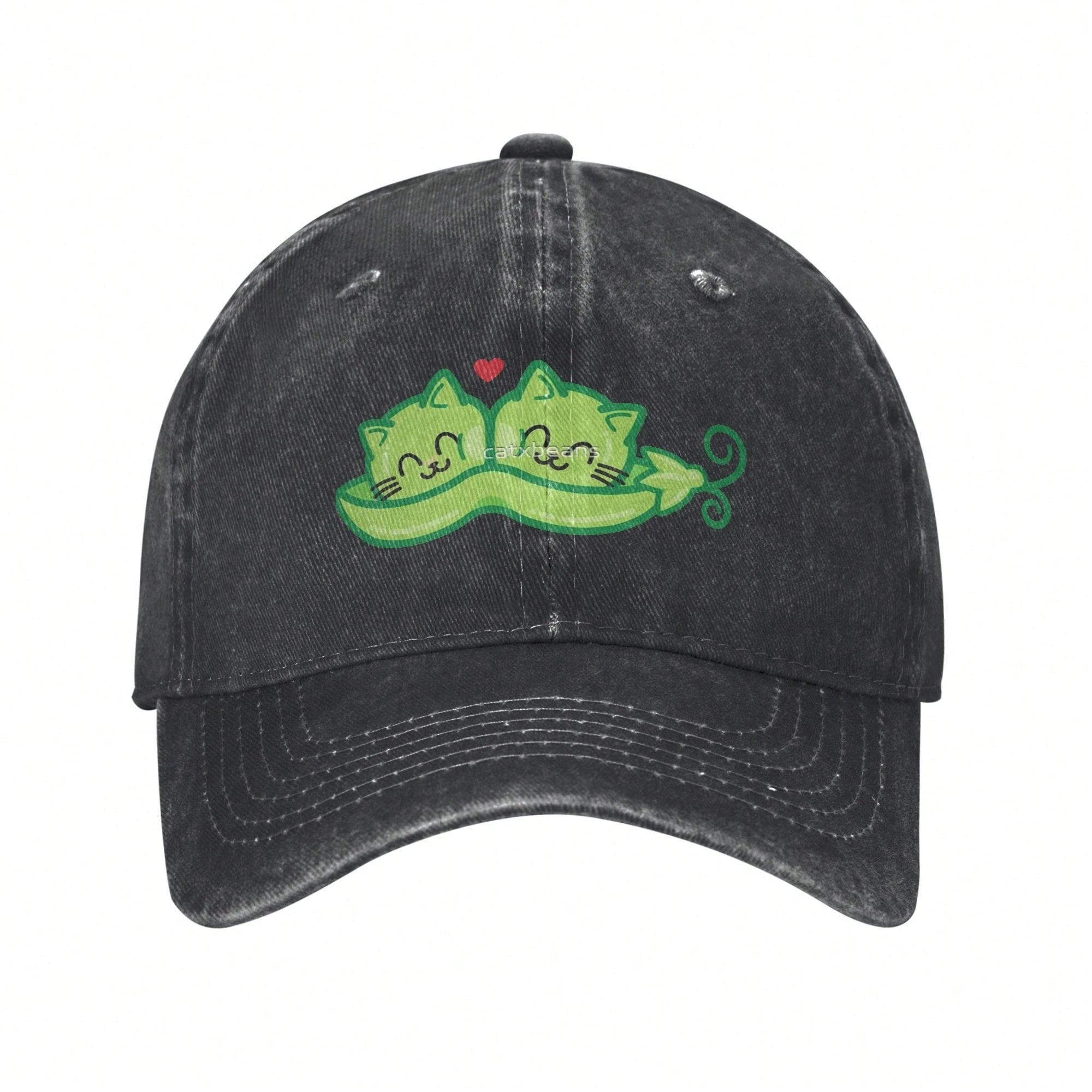 Two (Cat) Peas In A Pod Unisex Vintage Washed Distressed Baseball Cap Twill Adjustable Adult Hat