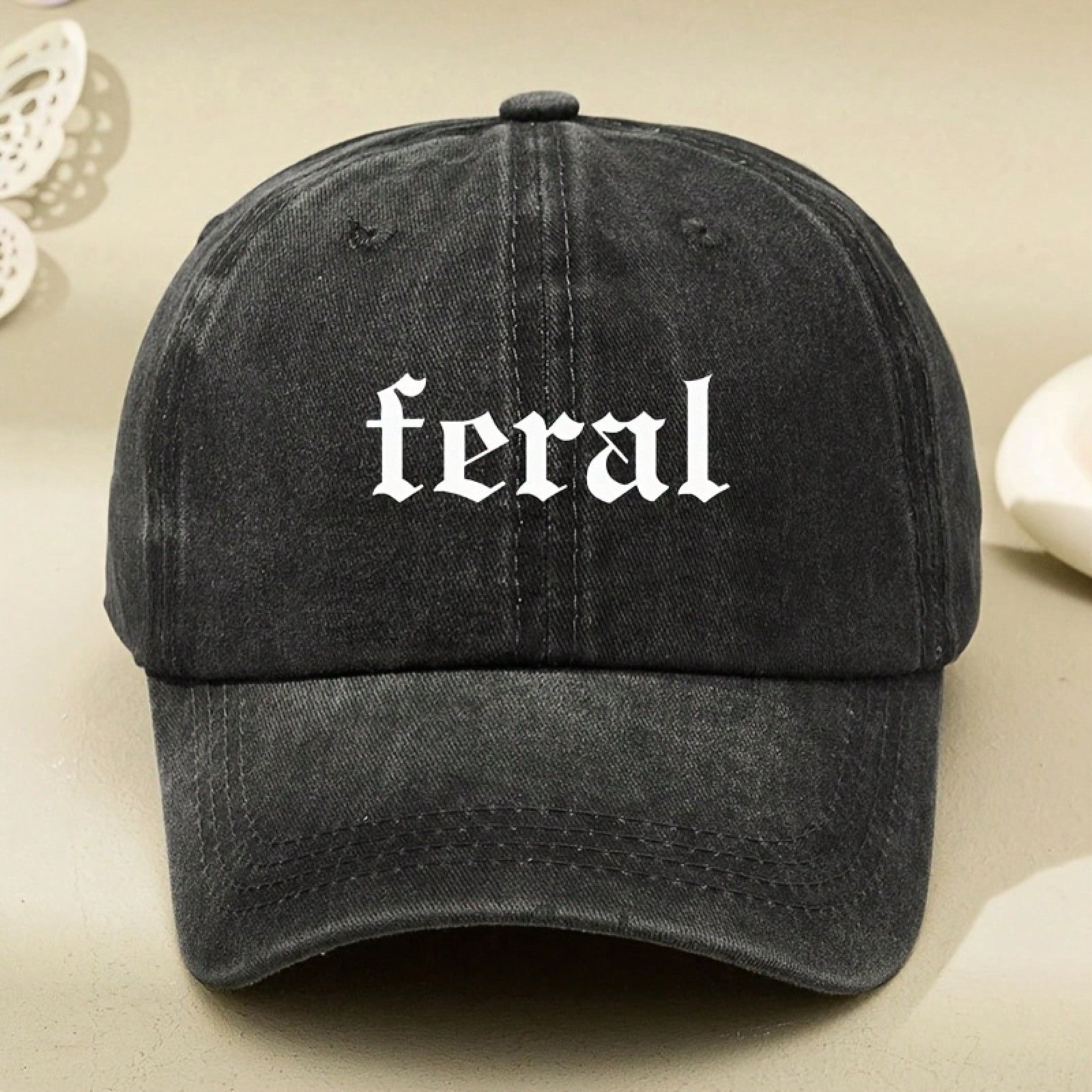 Printed Washed Baseball Cap, "PUT IT ON MY HUSBAND'S TAB" Text Print Adjustable Outdoor Sun Protection Casual Hat For Women & Men, Suitable For Travel,All Seasons