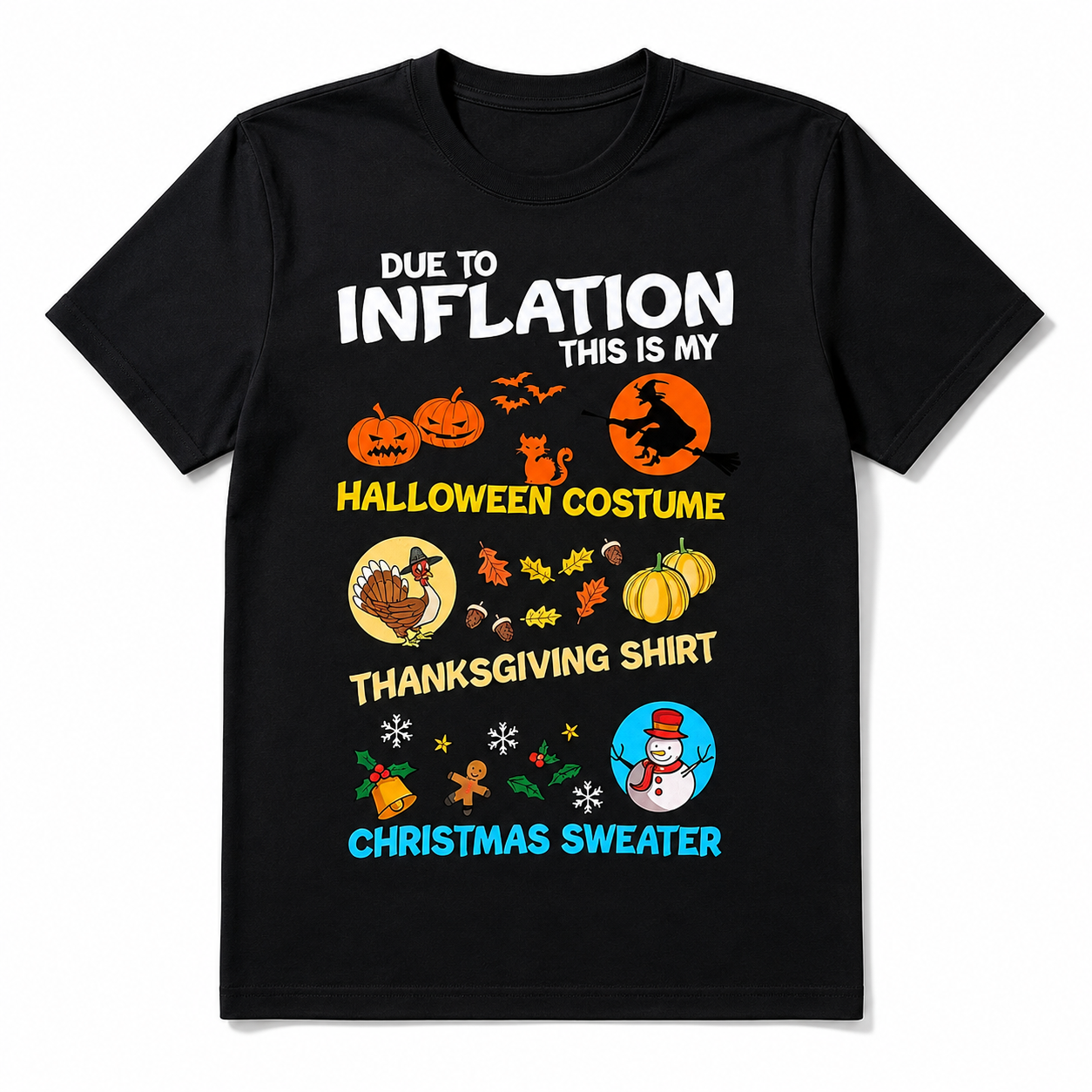 Due to Inflation Halloween Thanksgiving Christmas Funny Men's T-Shirt