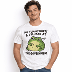 My Tummy Hurts Mad at the Government Funny Frog Men's Graphic T-Shirt