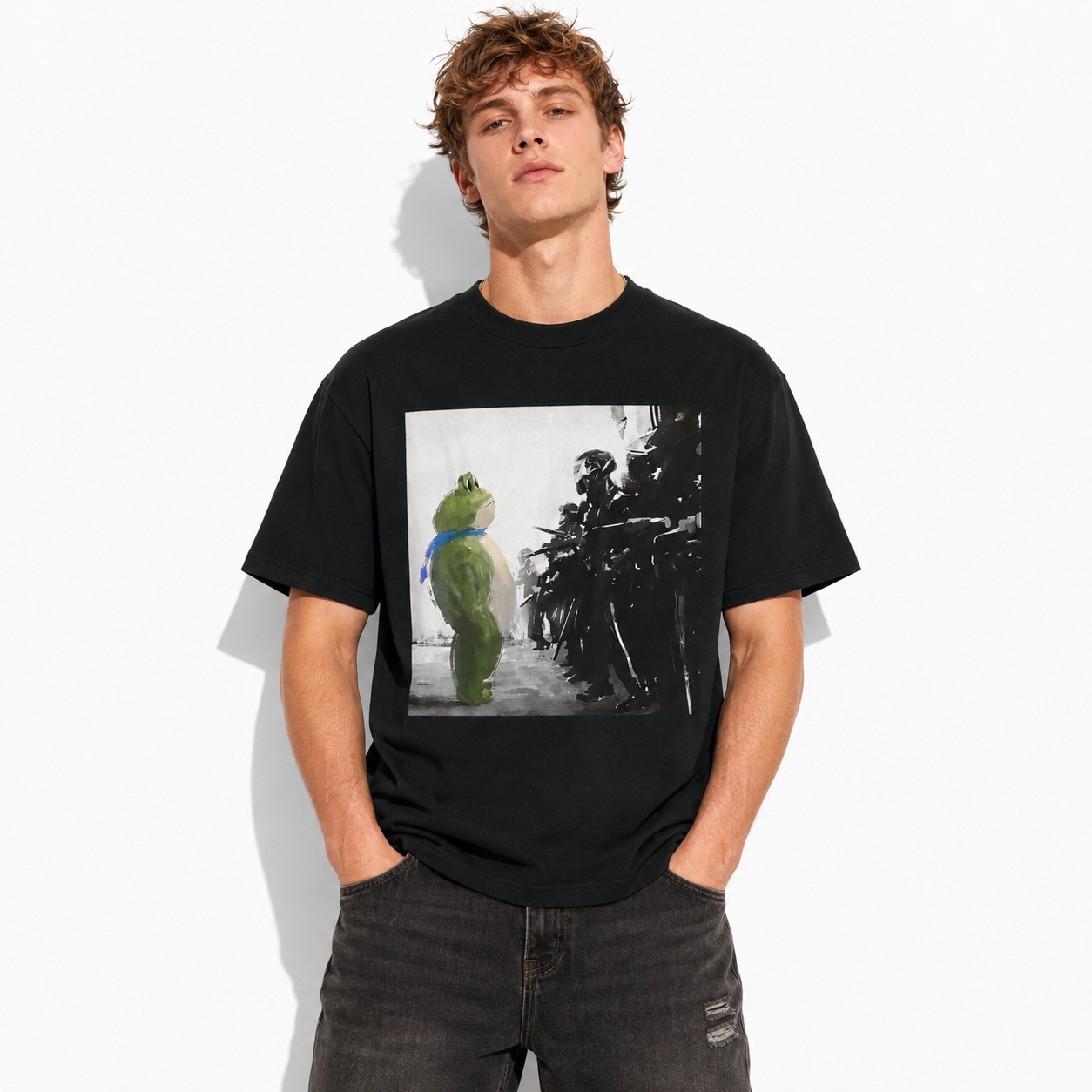 Funny Portland Frog Meme Retro Vintage Graphic T-Shirt for Men
