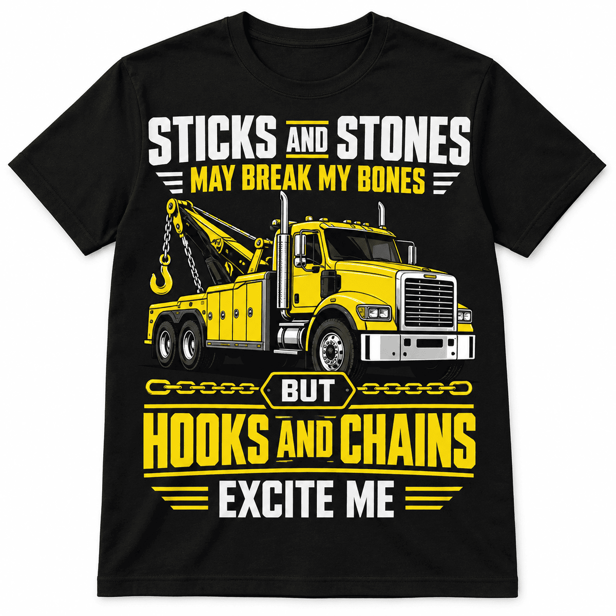 Hooks and Chains Excite Me Tow Truck Funny Driver Men's T-Shirt