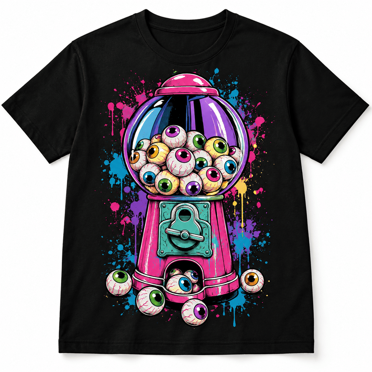 Creepy Eyeball Gumball Machine Horror Men's Graphic T-Shirt