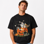 Cute Halloween Cats Pumpkin Jack O Lantern Spooky Kitty Graphic Men's T-Shirt