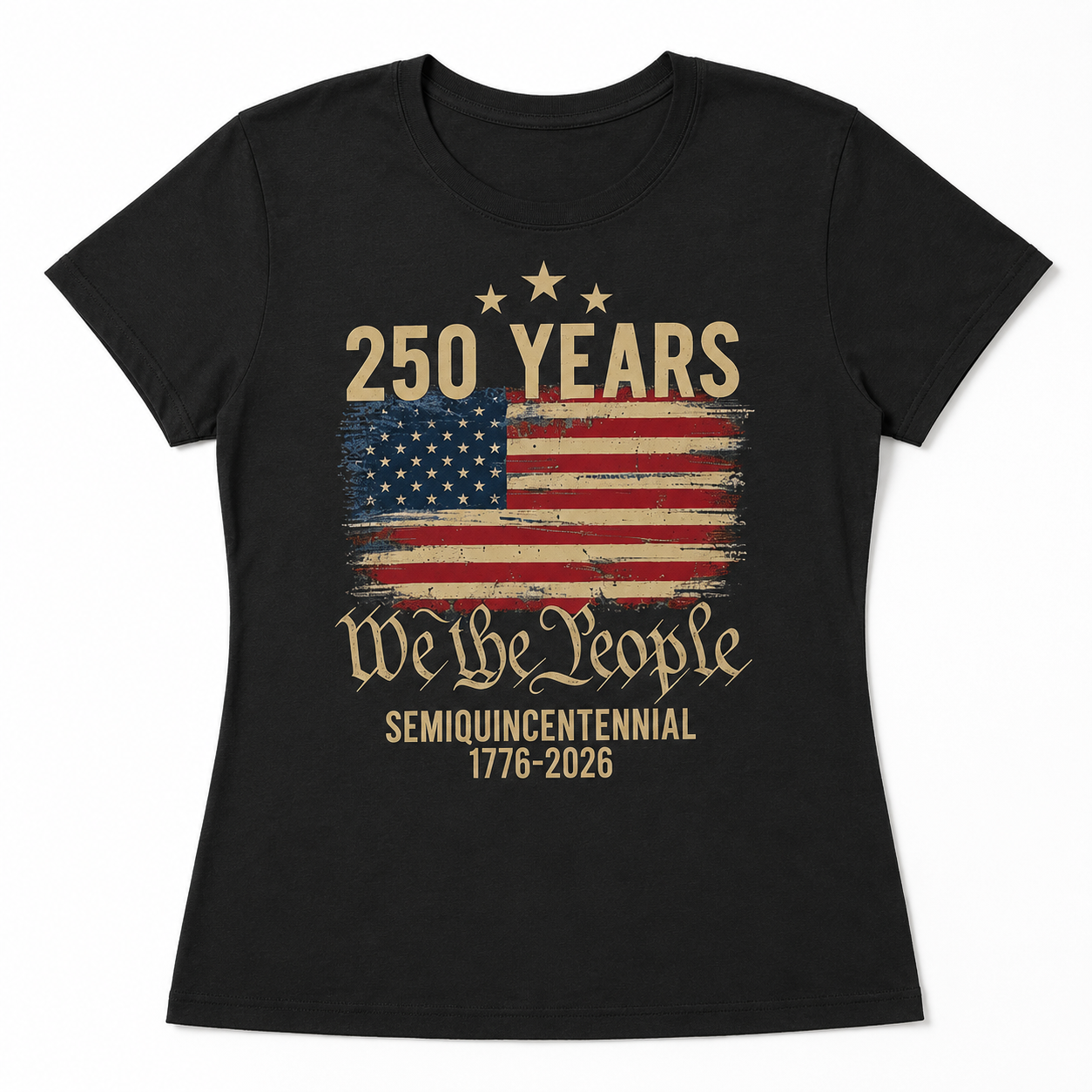 Women's Retro USA 250th Anniversary Flag Patriotic 4th of July T-Shirt