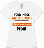 Women’s Custom Photo T-Shirt – Personalized Image, Text or Logo Short Sleeve Tee