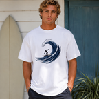 Surfing Wave T-Shirt - Japanese Woodcut Art Style - Surfer Graphic Tee
