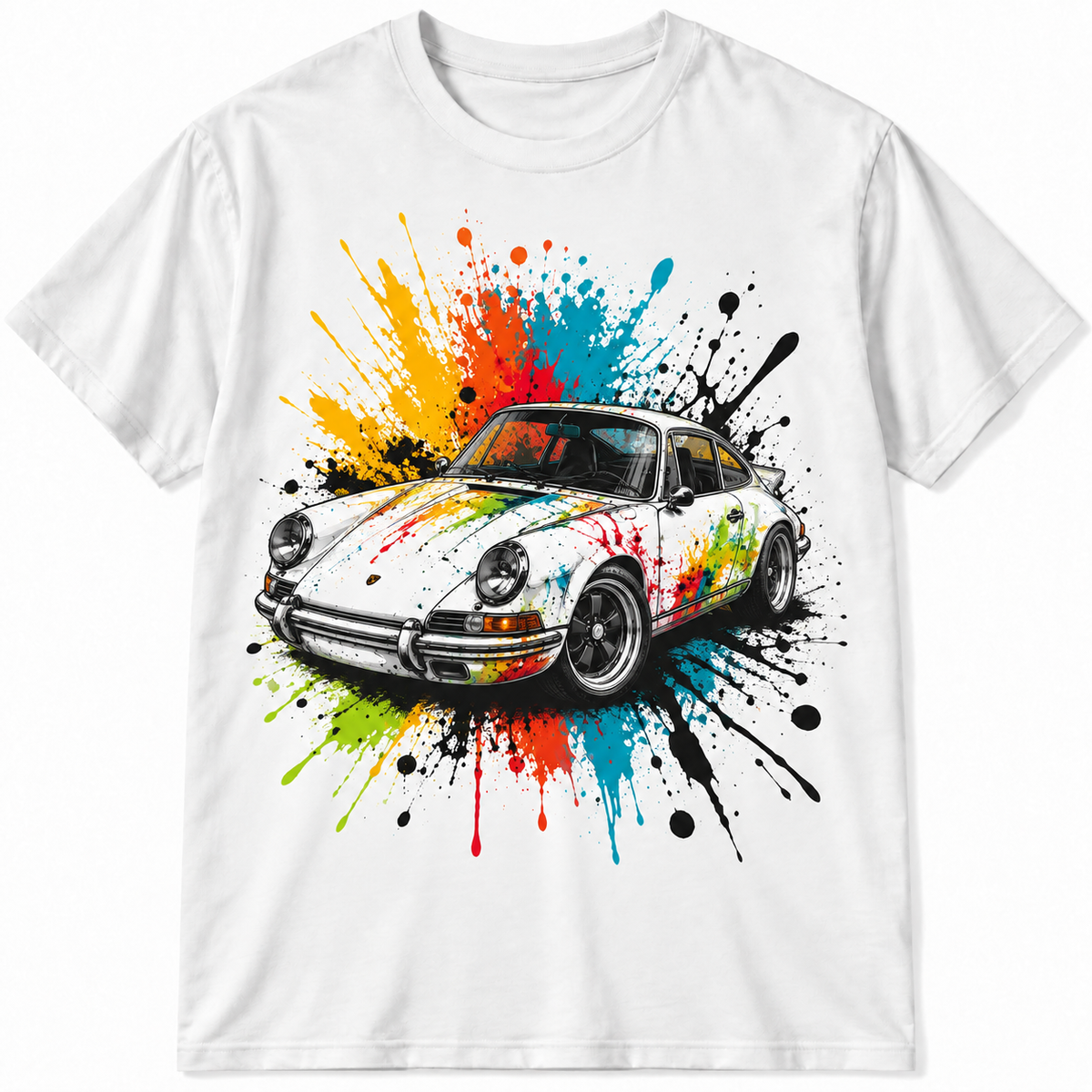 Classic Sports Car Color Splash Retro Automotive Graphic Men's T-Shirt