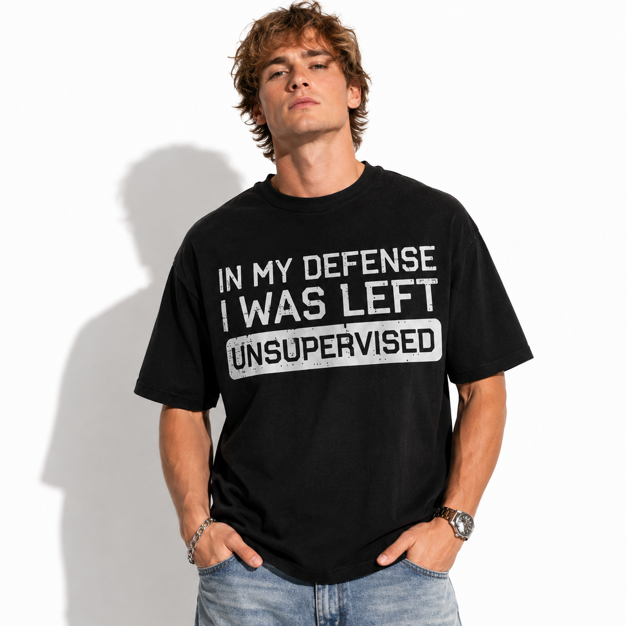 In My Defense I Was Left Unsupervised Funny T-Shirt for Men