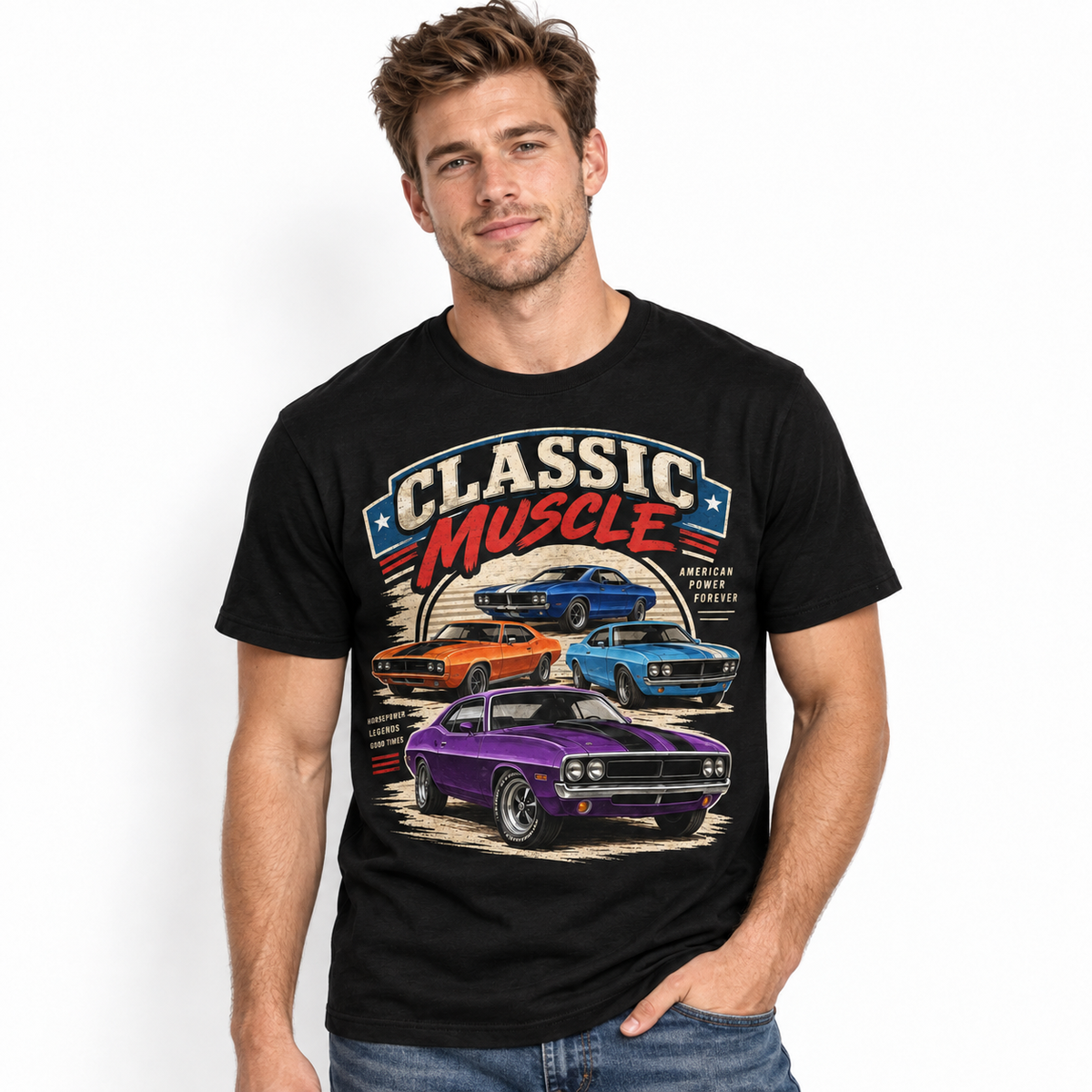 Classic Muscle Cars American Power Vintage Men's Graphic T-Shirt